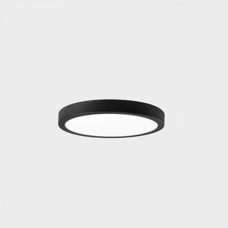 Круглый накладной потолочный светильник Disc Slim, чёрная отделка, студийное фото товара