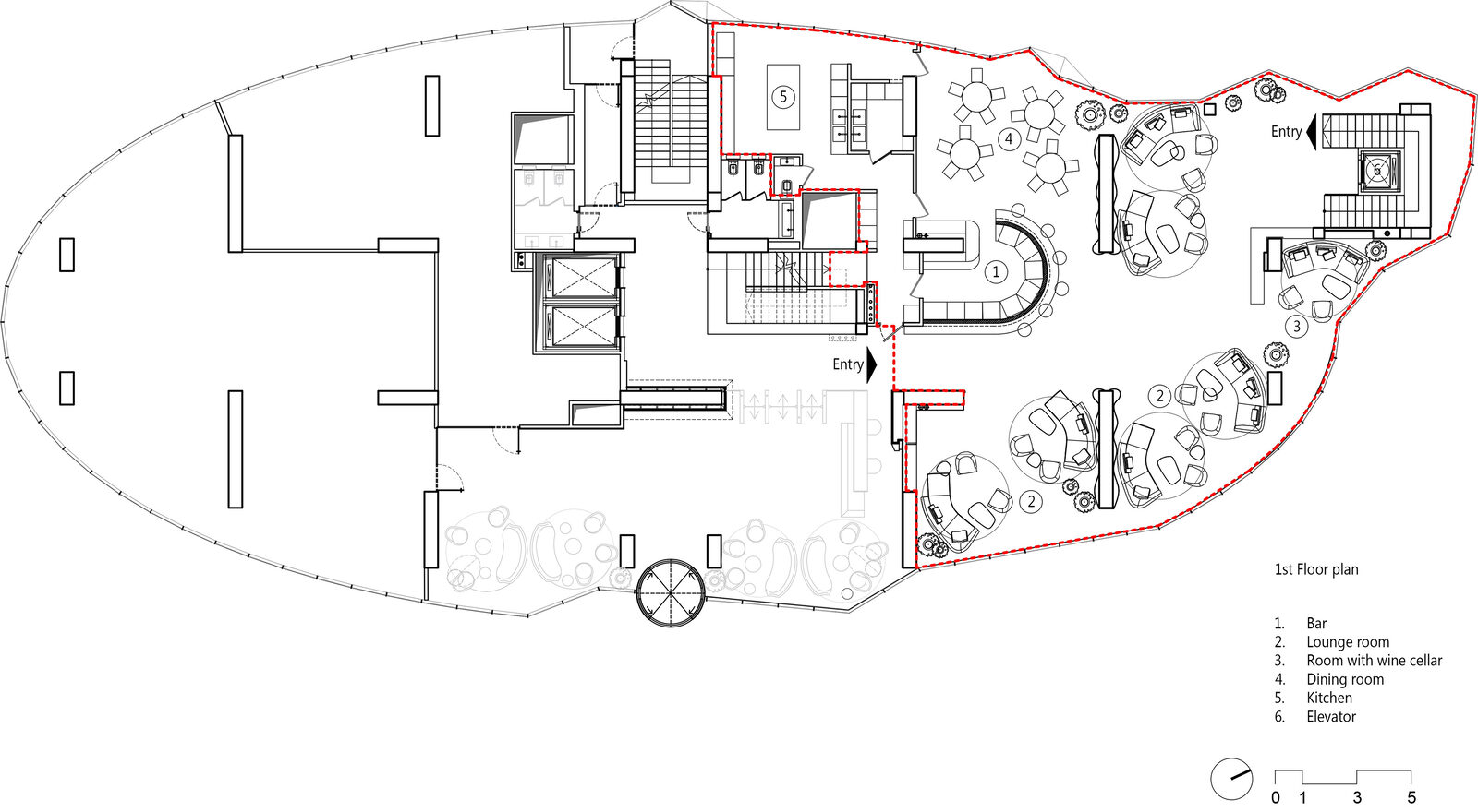 Scara Infinity placată în Limestone, cu lumină de ambianță spre etajul al doilea